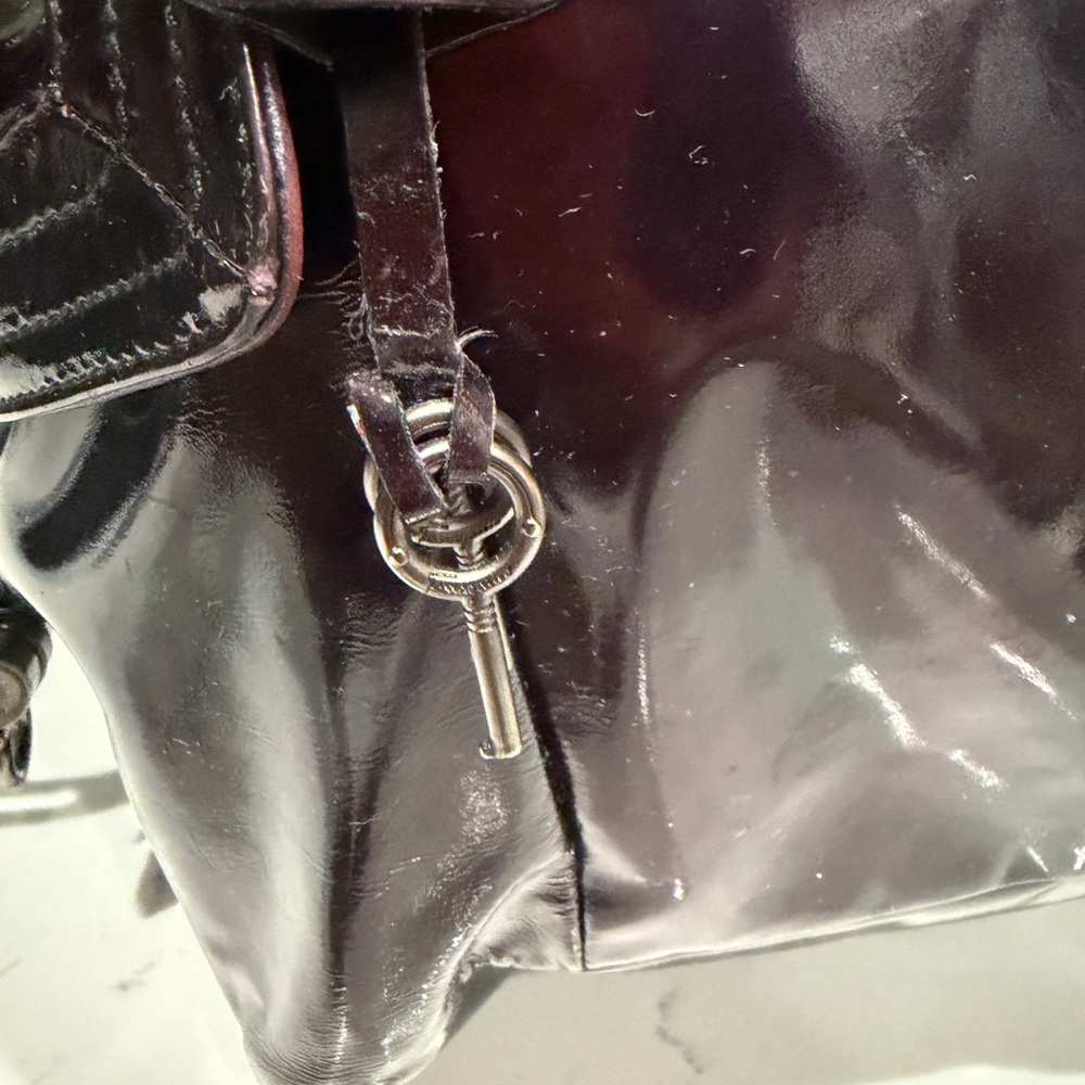 Salvatore Ferragamo Deep Burgundy Patent Shoulder Bag - Picture 5 of 9